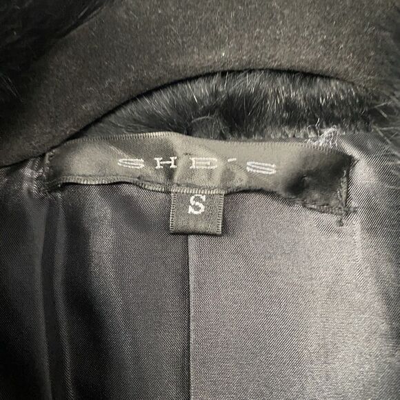 She’s Black Faux Leather Fur Trimmed‎ Jacket Coat cropped Glam Size Junior Small - Picture 13 of 14